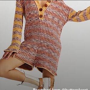 Free People Wendy Ribbed Romper in Sunset